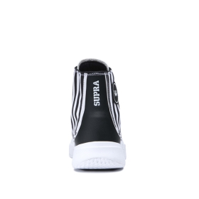 Supra STATIK Høye Sneakers Dame Hvite Stripete/Hvite | NO-65047